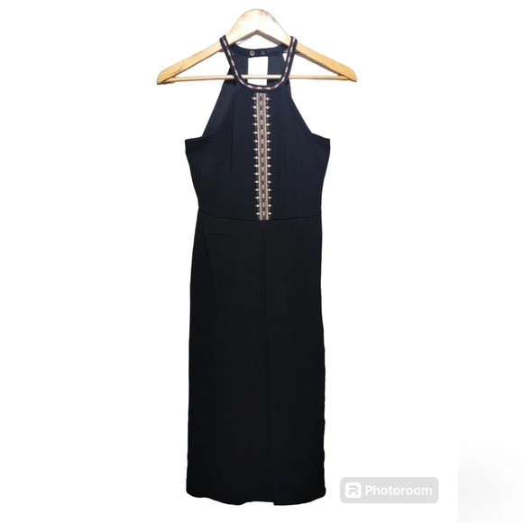Yigal Azrouel Giorgio Dress in Black size 2 Runway Embroidered Halter Luxury - Picture 5 of 10
